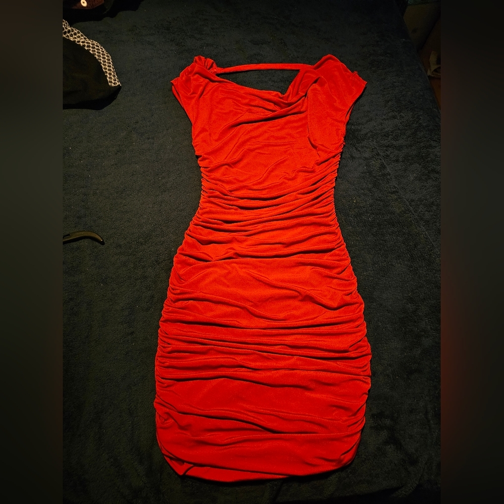 Elegant Red Ruched Dress
